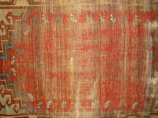 Anatolian Ladik Prayer rug. Worn in the field with some pile in the borders. 41X70 inches 104X178 Cm.               