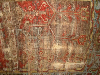 Anatolian Ladik Prayer rug. Worn in the field with some pile in the borders. 41X70 inches 104X178 Cm.               