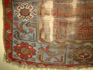 Anatolian Ladik Prayer rug. Worn in the field with some pile in the borders. 41X70 inches 104X178 Cm.               