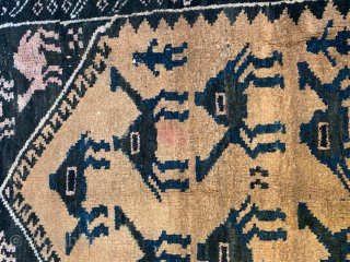Unusual Baluch Prayer rug with Caravan of camels on a camel wool ground. Please Contact by emailing antiquerugs@comcast.net 
              