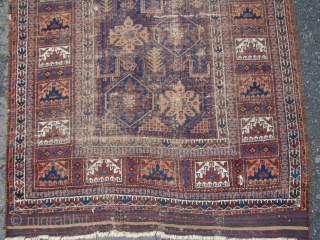 Baluch Runner with Birds. 4'2"X12' ...127X366 Cm. Worn but all intact with the Kilim ends.                  