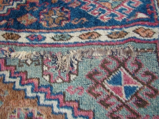 Anatolian Yoruk rug with generally good pile, opened up creases as shown. 52"X87"....132X221 Cm.                   