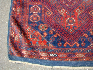 Anatolian Turkish rug with shiny wool and great colors. All wool, 51X61 inches 130X155 Cm. including the Kilim ends. Short pile with some lower area a shown. Needs light blocking to lay  ...