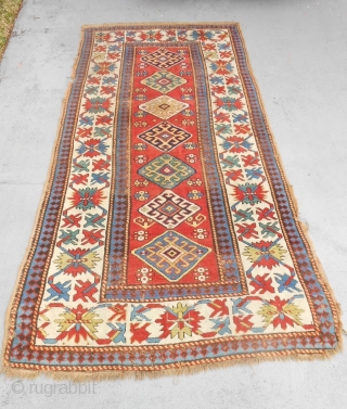 Caucasian Long Rug in original condition. Size: 4'X8'. 122X245 cm                       