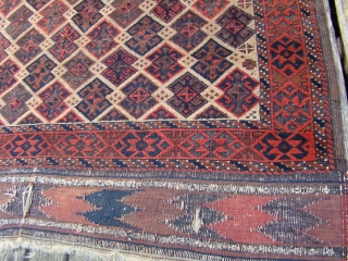 Large Baluch rug with nice Kilim ends. 4'X6'6" .... 122X198 Cm.                      