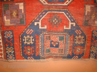 Lori Pambak Kazak rug fragment. 67"X78" 170X198 cm missing 13" or 33 cm at one end.                 