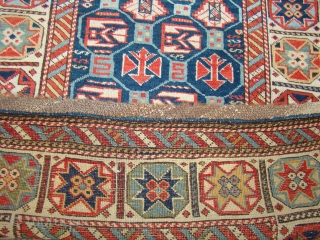 Sweet little Caucasian rug in great shape. All original with braided ends intact.
3x5 feet, 95X153 Cm. (2" wider at lower end and longer on left side)       