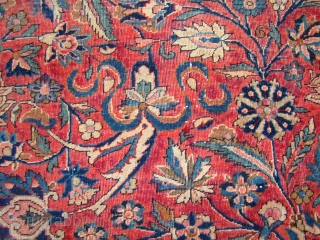 Kashan Carpet with cloudbands, 11'X16' 335X488 cm All intact with wear in the field and pet stain in the corners.             