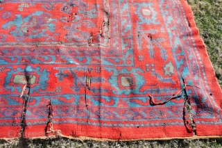 Antique Ushack Carpet for restoration. Dragons. Size: 13'X17'  396x520 cm
                      
