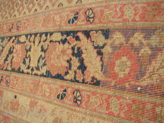 19th C. Haj Jalili Tabriz Carpet. 9.2X13... 280x396 cm. Worn but very decorative.                    