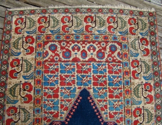 Turkish Prayer rug with good short pile, lightly oxidized brown. Size: 4'1"X6'4"                     