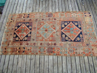Antique Anatolian Turkish rug with wear, oxidized brown. Very floppy and soft....49"X88" OR 125X225 Cm                  