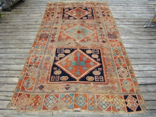 Antique Anatolian Turkish rug with wear, oxidized brown. Very floppy and soft....49"X88" OR 125X225 Cm                  