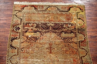 Antique Turkish long rug. Floppy handle like a thin blanket. All the old unfinished re-piled areas are on the original foundation. Knots are asymmetrical open to left. 

Size: 5'3"X11'5"    