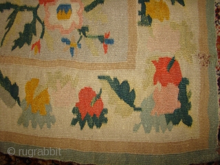 Early Bessarabian Kilim 41"X70", with wear throughout.                          