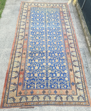 TURKESTAN  OASI DI YARKAND  CM  4,15 X 2,20.  19TH CENTURY MOR INFO PLEASE CONTACT INFO@ANATOLIANTAPPETI.COM