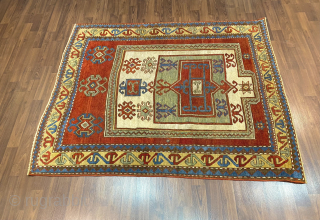 Antique Caucasian Kazak Facralu Prayer Rug 19Th Century
-Cm 1.35 x 1.14-                      