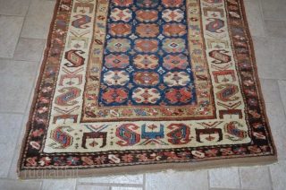 A very nice Kurdish runner, measures 4' x 8'8".  Stunning border, great condition.                   