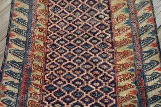 An early unusual Soumak carpet, measures 6'6" x 2'8".  Very nice condition.                    