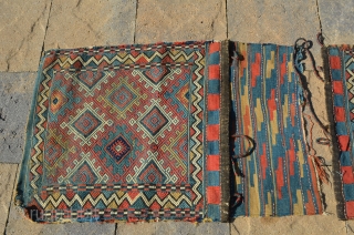 Wonderful early Soumac bag, complete, though apparently separated at birth.  Measures 23" x 21" and 23" x 32 1/2".  Would like to sell both together, though would consider separate sales. 