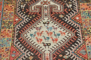 Northwest Persian Kurdish carpet, great colors, wonderful crab border.  Measures 9'3" x 4'4"                   