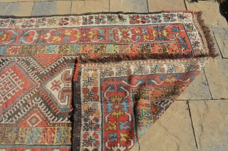 Northwest Persian Kurdish carpet, great colors, wonderful crab border.  Measures 9'3" x 4'4"                   
