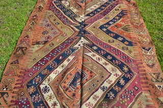 Large Kilim, good age, great colors, great wear.  12' 3" x 5' 2 1/2"                  