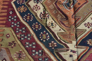 Large Kilim, good age, great colors, great wear.  12' 3" x 5' 2 1/2"                  