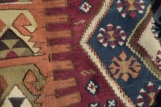 Large Kilim, good age, great colors, great wear.  12' 3" x 5' 2 1/2"                  