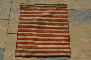 Beautiful early slit tapestry bag, wonderful condition, good age.  Measures 23" high x 20" wide.                 
