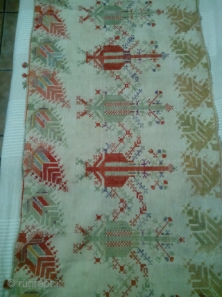 A 18-19th c Greek Island textile from KOS,silk on cotton L2,03m x W50cm . Very good condition.                