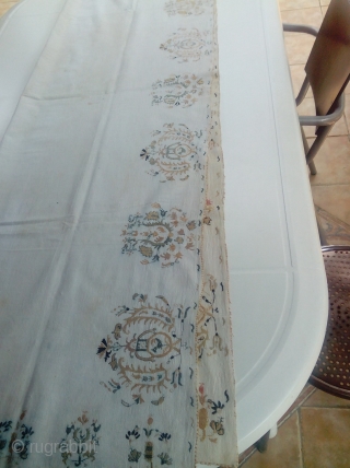 Beautiful Skyros Greek Island silk embroidery bed sheet. Colour is Faded in some in small places on the sides. Overall in  good condition.         