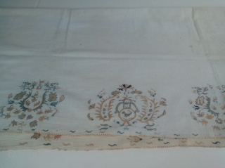 Beautiful Skyros Greek Island silk embroidery bed sheet. Colour is Faded in some in small places on the sides. Overall in  good condition.         