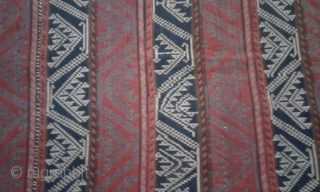 kurdistan-IRAN jajim from mid 19th century.
size:130*170cm
This type of jajim is called Shagha using most advanced knotting technique among jajims which have narrow stripes.
wool on wool        