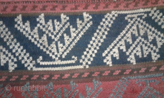 kurdistan-IRAN jajim from mid 19th century.
size:130*170cm
This type of jajim is called Shagha using most advanced knotting technique among jajims which have narrow stripes.
wool on wool        