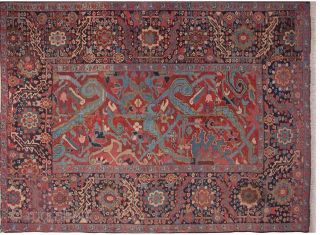 Late 19th century from Heriz.
knotted by master seyed hasan ganjehei.
In restored condition.

142*190cm                     