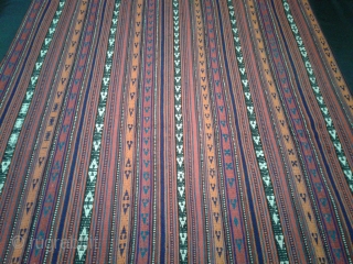 Old Iran-Bidjar kurdish jajim from first half 20th century.
Geometric patterns you see is not usual on jajims.
wool/wool 
150*180 cm
UPS shipping worldwide.            