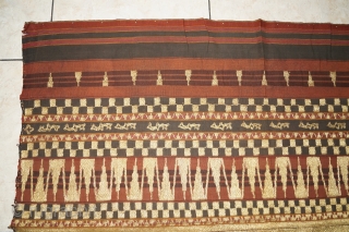 #rb059 Rare 19th century Indonesia Lampung south Sumatra Tapis kaca cucuanda ceremonial cloth, natural color gold threat silk embroidery, gold threat mirror, good condition         