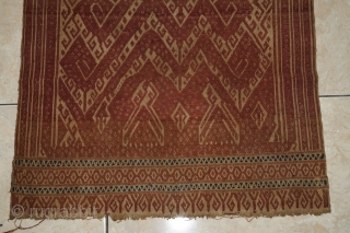 #rb066 a rare Komering Tampan ceremonial cloth from Lampung region south Sumatra Indonesia, late 19th century, Paminggir people handspun cotton natural dyes supplementary weft weave, good condition size: 42 cm x 46  ...