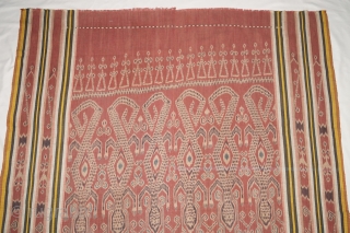 Fine Pua Kumbu ceremonial cloth Iban Dayak people Borneo Sarawak with Buah Baya / Crocodile  motif, possibly from Saribas system, 19 - early 20th century, Cotton Ikat natural dyes. size: 203  ...