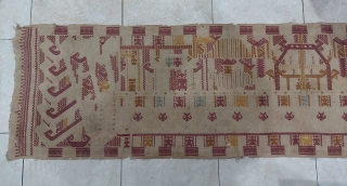 Rare white ship palepai ceremonial cloth Lampung possibly Kalianda or kota agung district south Sumatra, good condition with holes and tear as fair condition for an old textile, 19 - 20th century  ...