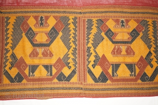 a very rare Palepai ceremonial ship cloth with  bands of ship forming tree of life motif, and ancestor believe as guardians at journey of life, pasisir people Lampung region southern Sumatra  ...