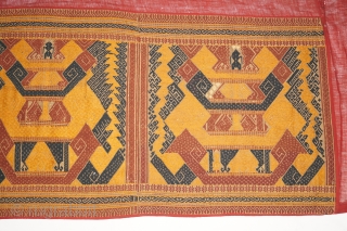 a very rare Palepai ceremonial ship cloth with  bands of ship forming tree of life motif, and ancestor believe as guardians at journey of life, pasisir people Lampung region southern Sumatra  ...