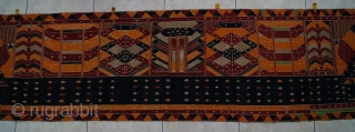 #rb005 a very large Palepai ceremonial (Ship cloth) from Lampung south Sumatra Indonesia, late 19th century supplementary weft weaving, home spun cotton, silk silver wrapped thread and natural dyes, good condition no  ...