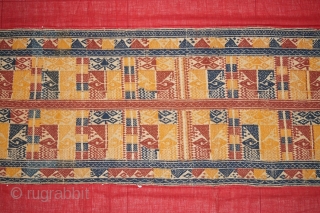 #rb014 a very large Palepai ceremonial (Ship cloth) from Lampung south Sumatra Indonesia, rare with band of wayang / human motif, late 19th century supplementary weft weaving, home spun cotton, silk silver  ...