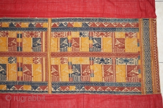 #rb014 a very large Palepai ceremonial (Ship cloth) from Lampung south Sumatra Indonesia, rare with band of wayang / human motif, late 19th century supplementary weft weaving, home spun cotton, silk silver  ...