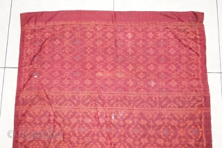 #RB022 Selendang, woman ceremonial shoulder cloth Malay people Palembang region sumatra Indonesia, late 19th century silk weft ikat natural dyes supplementary weft weave, good condition with few small holes, size: 206 cm  ...