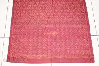 #RB022 Selendang, woman ceremonial shoulder cloth Malay people Palembang region sumatra Indonesia, late 19th century silk weft ikat natural dyes supplementary weft weave, good condition with few small holes, size: 206 cm  ...