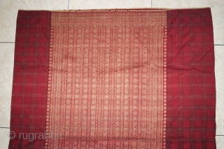 #RB023 Minangkabau male ceremonial sarong Minangkabau people west sumatra Indonesia, late 19th century silk gold threat natural dyes weft ikat supplementary weft weave, good condition with small holes, size: 120 cm x  ...