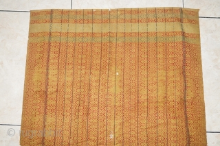 #RB036 Rare pesujutan sacred cloth, Sasak ritual cloth Sasak people Lombok island Indonesia, hanspun cotton silk natural dyes supplementary weft weave 19th century, fairly good condition with holes and re stitched please  ...